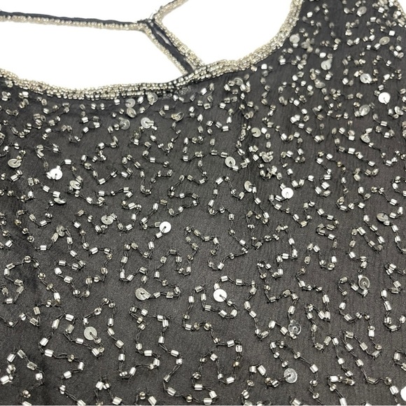 Vintage Stenay Silk Beaded Open Back Top Large - Picture 3 of 4